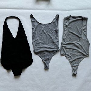 3 bundle Original American apparel and nasty gal body suits medium grey black